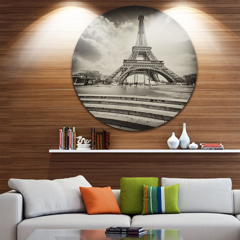 " Eiffel Tower In Gray Shade ", 23" H x 23" W x 1" D, Metal