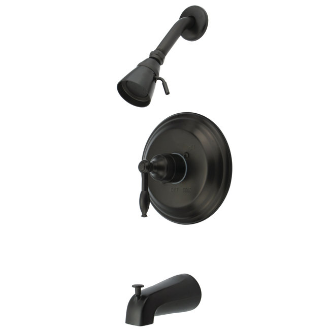 Volume Control Tub and Shower Faucet with Knight Lever Handles, Polished Chrome