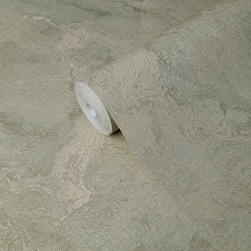 Franchot  Modern Bronze Gold Metallic Faux Woven Fabric Worn Wallpaper