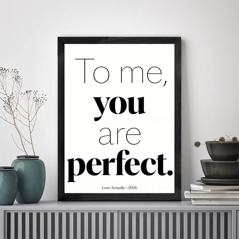 Noir encadré rétro «To you, you are parfait», art mural, impression sur le thème de la Saint-Valentin, H 17 po x l 13 po