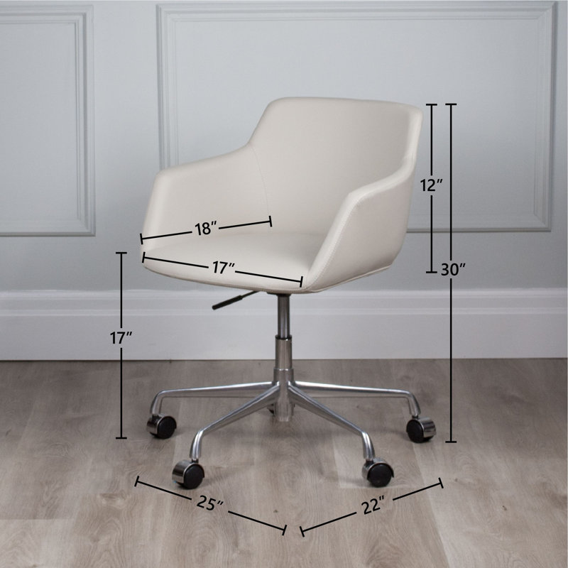 Mahiyah Genuine Leather Task Chair, White