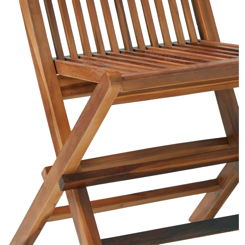Hyannis Teak Wood Foldable Slat Back Outdoor Dining Chair - Light Brown
