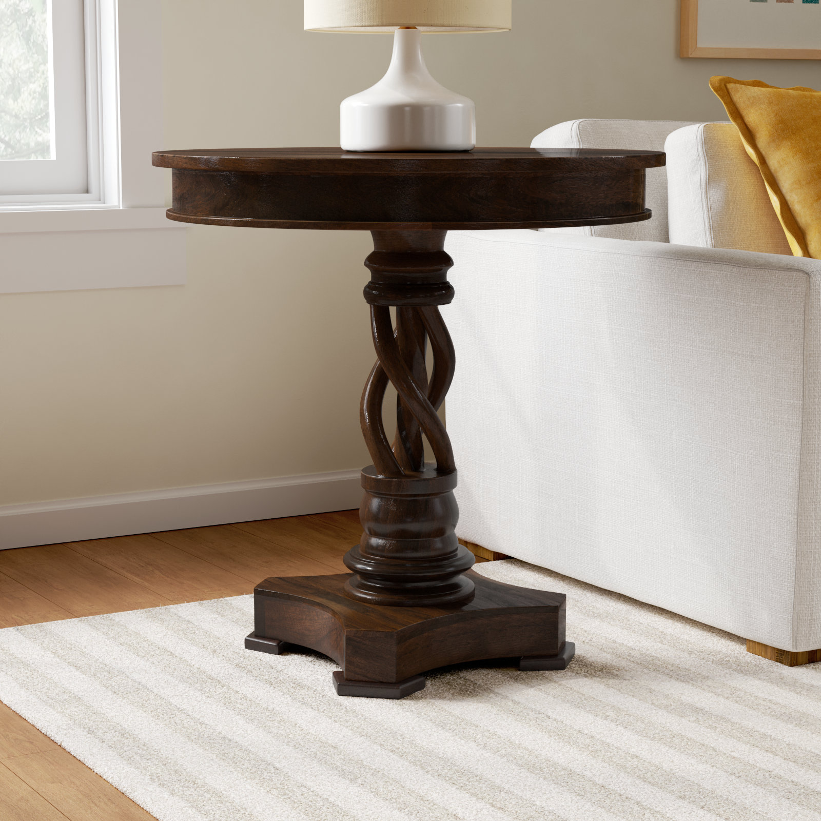 Corwith Solid Wood End Table, Dark Brown