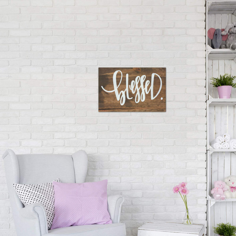 «Blessed», reproduction d'art textuel, Toile tendue, Pas de tapis, H 18 po x l 26 po x P 1,5 po