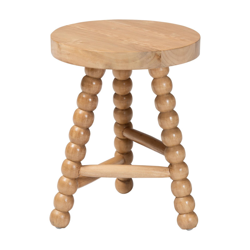 Bali & pari David - Tabouret d'appoint polyvalent en bois d'acacia - Repose-pieds décoratif avec bobine et base trépied, brun naturel