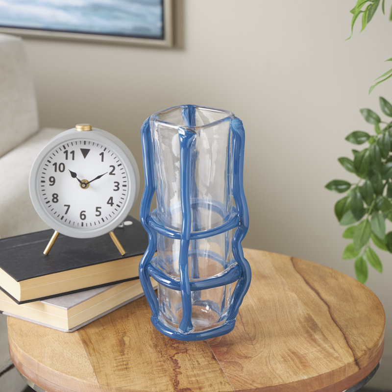 Ahren Recycled Glass Table Vase, Blue, 12.00" H x 4.80" W x 4.95" D