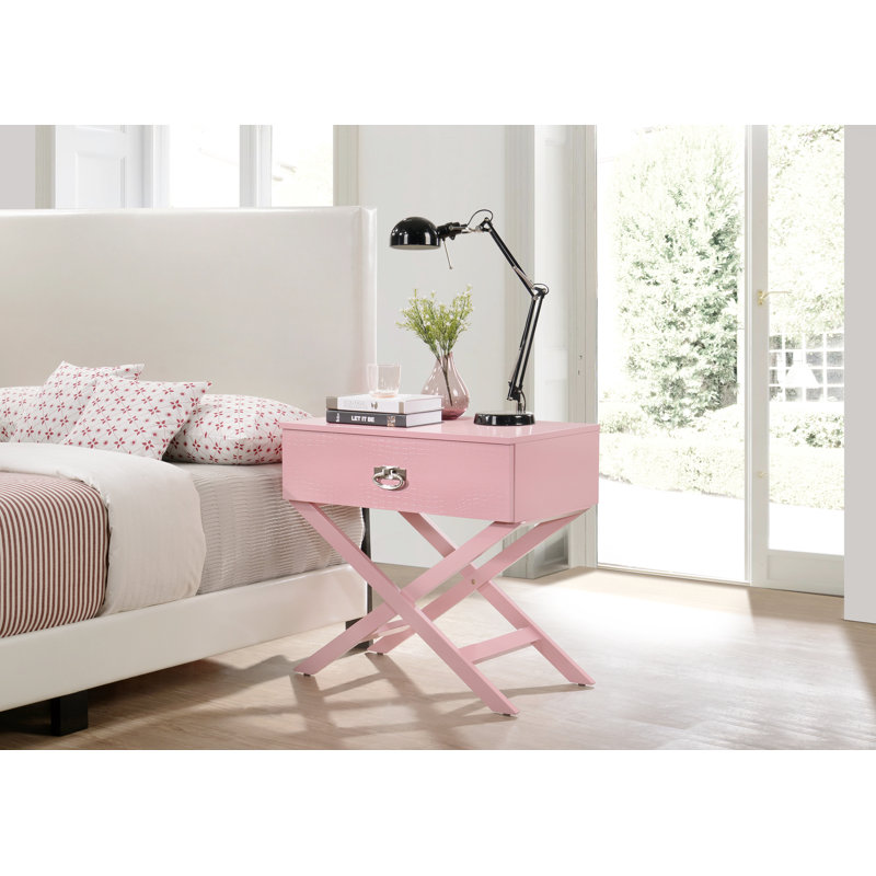 Table de chevet élégante et contemporaine, Rose