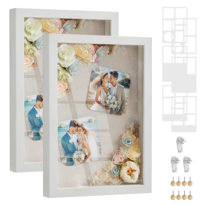 White Storage Shadow Box Picture Frame - with Mat, 2