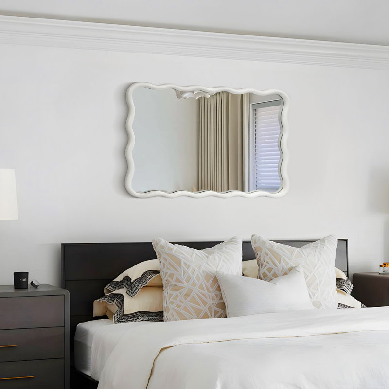 Axat Solid Wood Wavy Mirror, 20" x 30", White