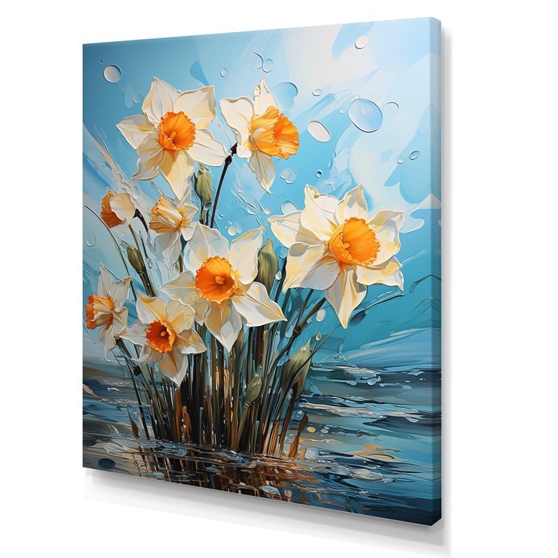 " Daffodil Bloom Sunshine II ", Wrapped Canvas, 32" H x 16" W x 1" D