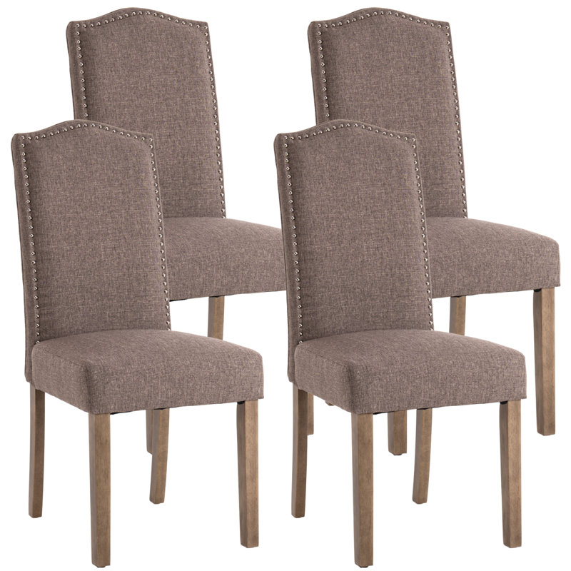 Chaise parsons capitonnée en lin rembourré, Brun