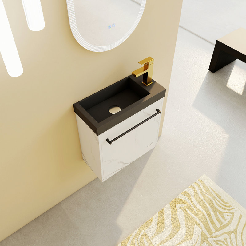 Meuble-lavabo mural de style moderne, meuble-lavabo mural flottant avec lavabo et porte à fermeture en douceur