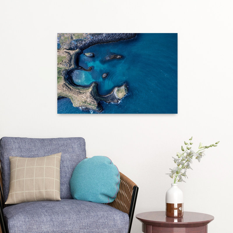 Art mural côtier, "Baie de pêche", H 16 po x l 24 po