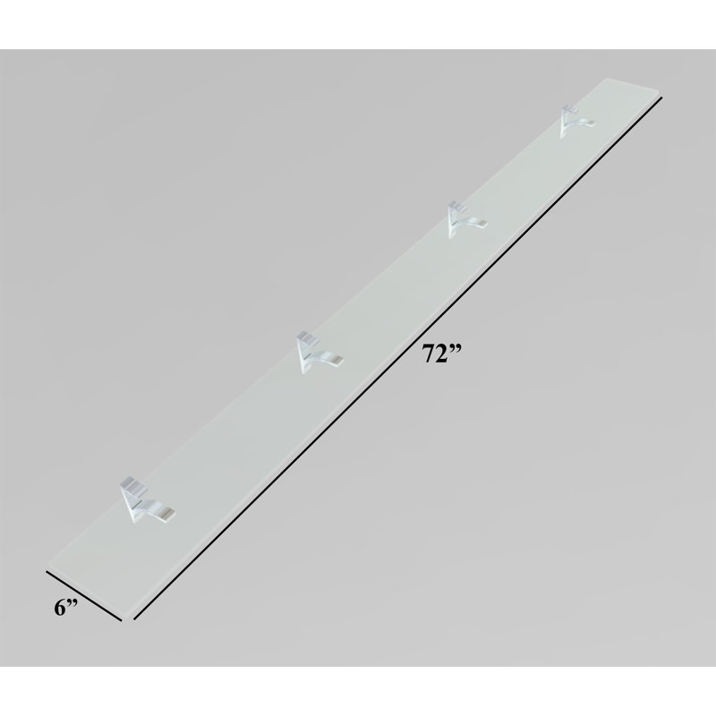 Earlham Tempered Glass Rectangular Bracket Shelf, White