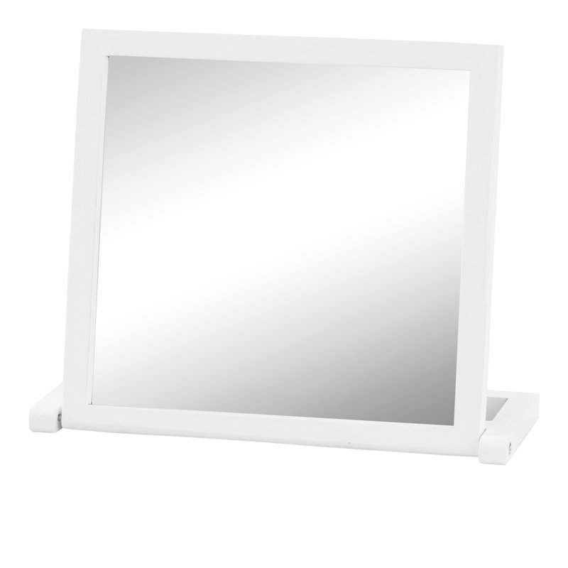 Wood Flat Floor Mirror, White