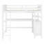 Lit mezzanine en bois avec bureau, tiroirs et tablettes de rangement-498424181