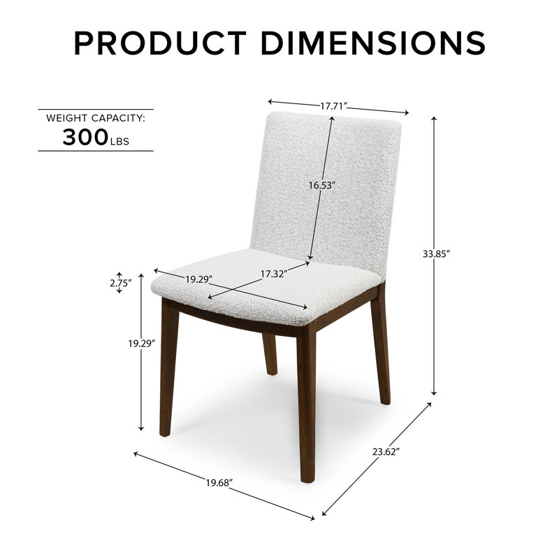 Modern Boucle Upholstered Dining Chair, Ivory