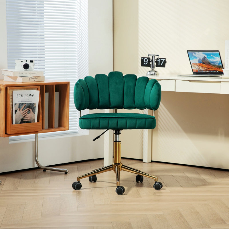 Chaise de bureau, chaise d'ordinateur, chaise de travail pivotante avec roulettes, Émeraude