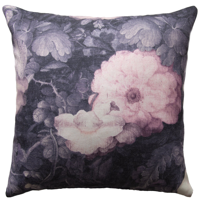 Kora Floral Square Cushion Cover, Pink/Dark Grey