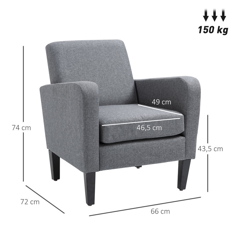 Brookview Upholstered Armchair, Grey Linen
