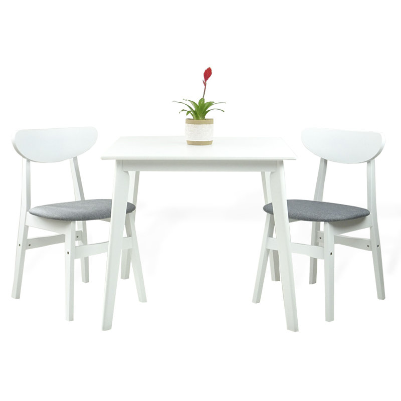 White Solid Wood Square Dining Table