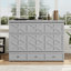 Grand lit escamotable avec grands tiroirs et port USB, gris brossé-1459971307