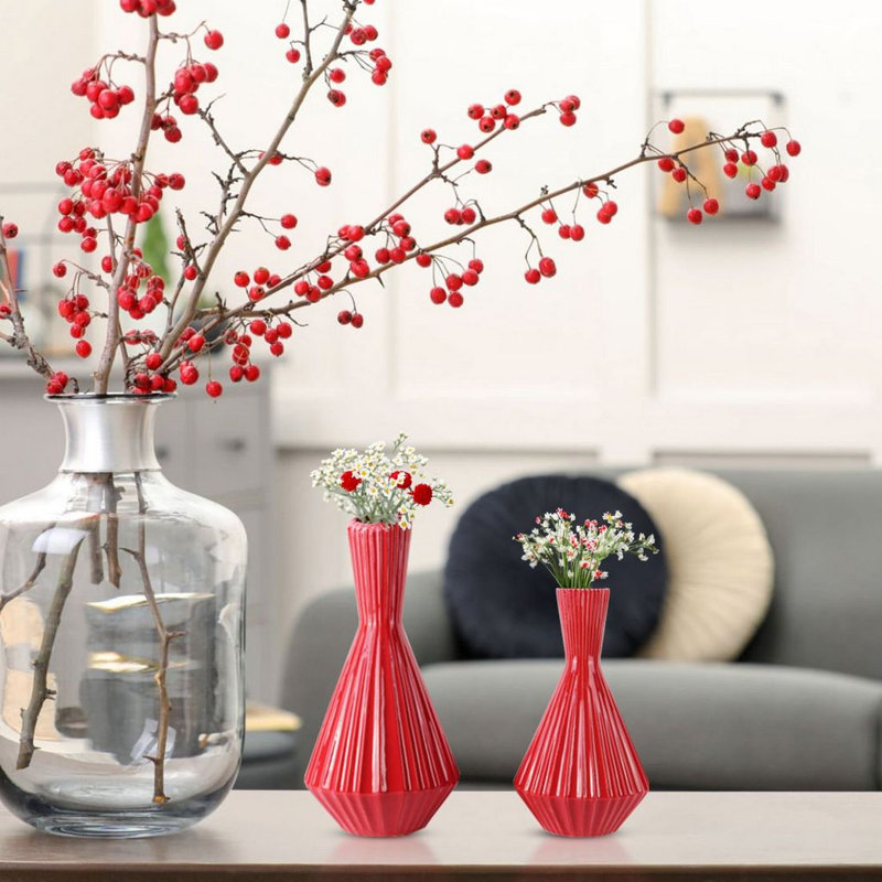Vase de table en céramique Eakin, Rouge
