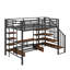 Lit mezzanine spacieux en métal pleine grandeur avec bureau intégré et étagères-224410192