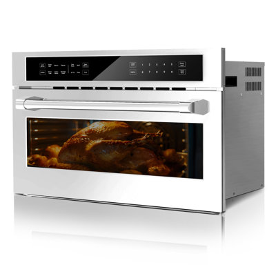 Four à micro-ondes de 30 pi, four à convection à micro-ondes encastré d'une capacité de 1,6 pi³ avec friteuse à air, verrou de sécurité pour enfant, porte rabattable, commande tactile de chauffage 3D pour plusieurs modes de cuisson