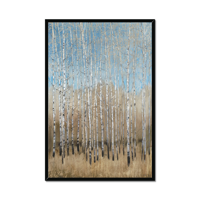Dusty Blue Birches I by Timothy O' Toole - Painting, 95cm H x 65cm W, Black Framed Paper Print