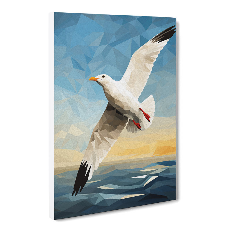 Seagull Geometric Art No.2 - Wrapped Canvas, 76cm H x 50cm W x 3cm D
