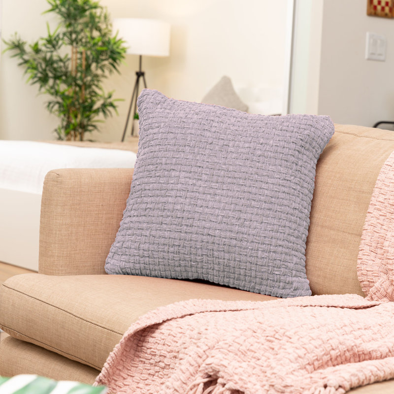 Ensemble de 2 coussins décoratifs en tricot de chenille en tricot de chenille Gracie Oaks (18 x 18), Lilas