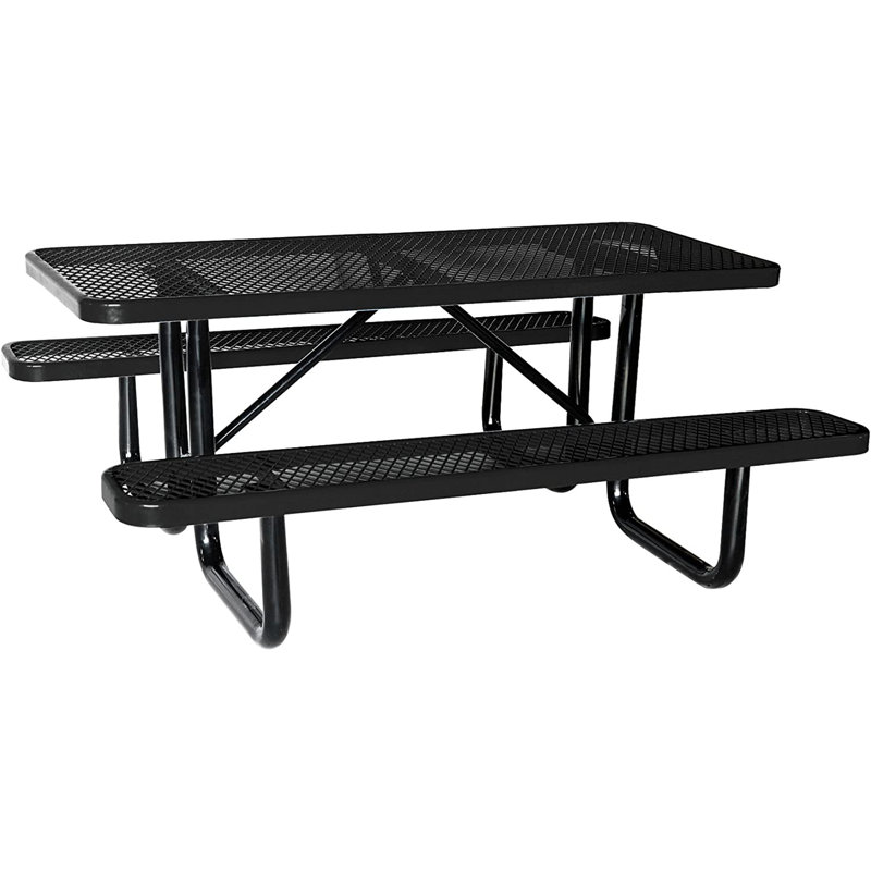 Expanded metal rectangular picnic table, Noir