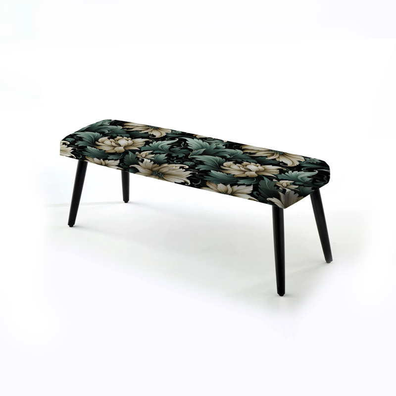 Seitz - Banc rembourré floral noir