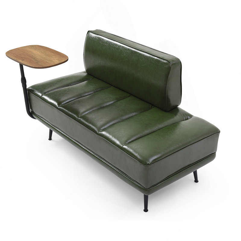 Modern End Of Bed Bench With Side Table, 360-Degree Swivel Tray, Entryway Ottoman, Ideal For Bedroom And Living Room, Green