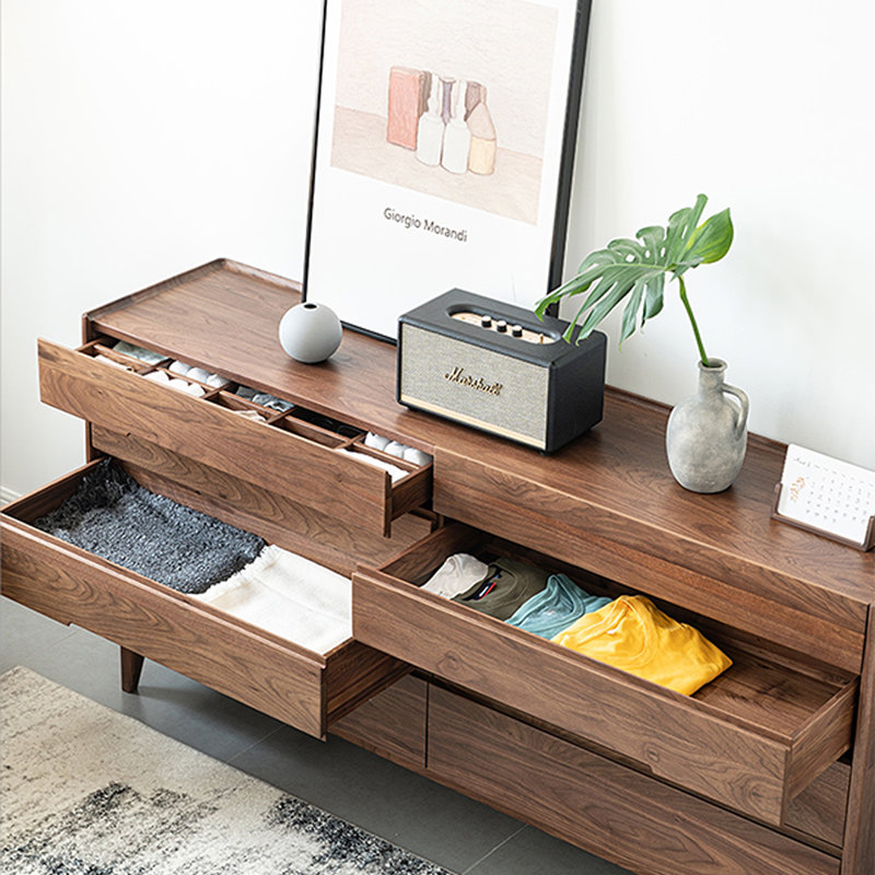 Simple Walnut Solid Wood Accent Chest., 34.6" H x 55" W x 16.5" D