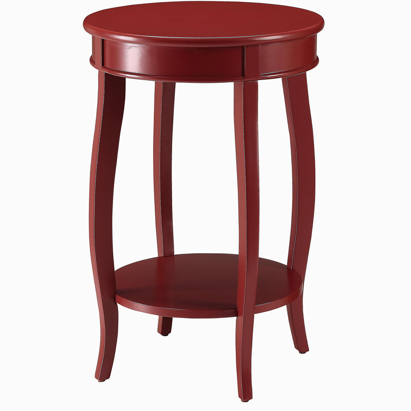 Red round side table with base, Red