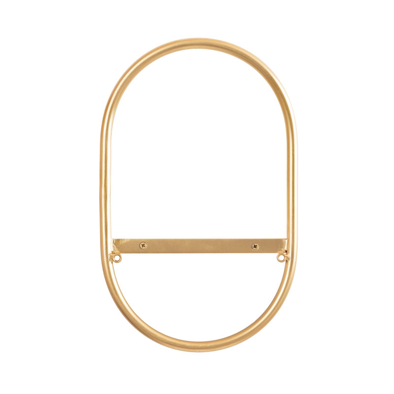 Carlile 2 Piece Oval Bracket Shelf, White/Gold, Gold