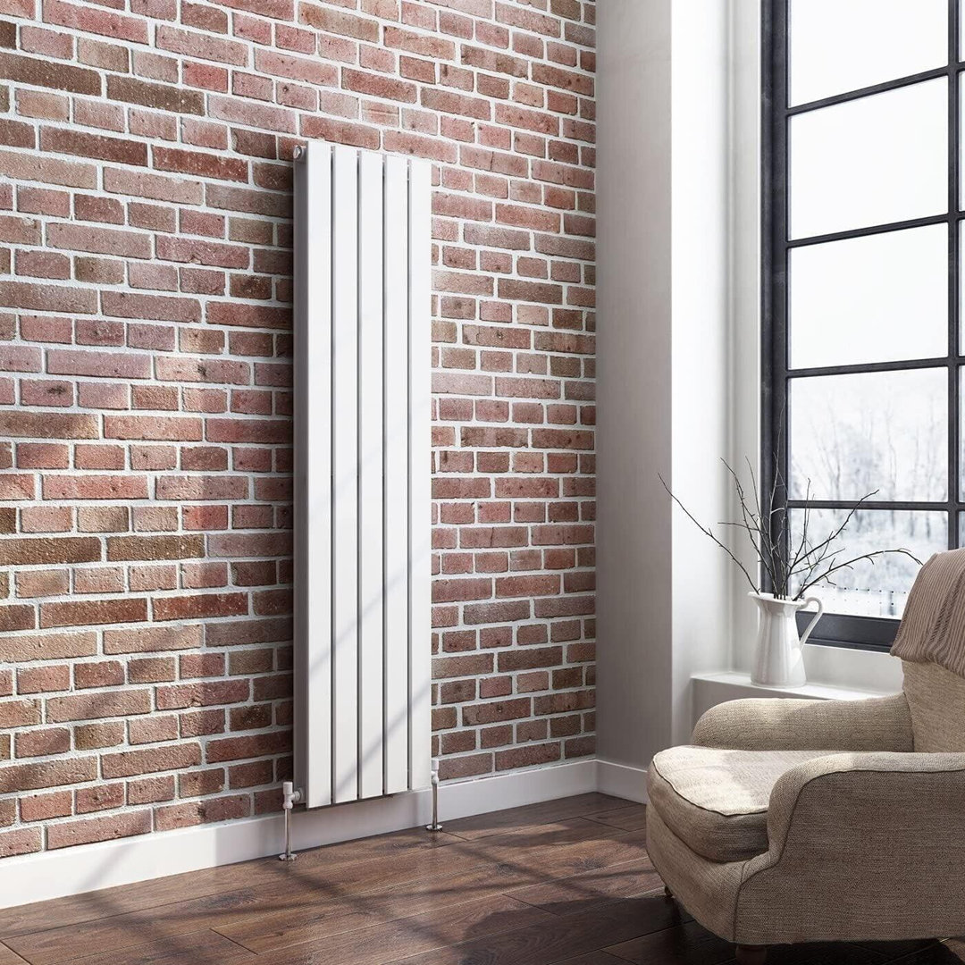 iBathUK Belgravia Vertical Double Slim Flat Panel Radiator Angled Valve