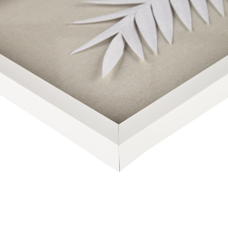 Off-White Framed Rice Paper Palm Leaves Shadowbox Set