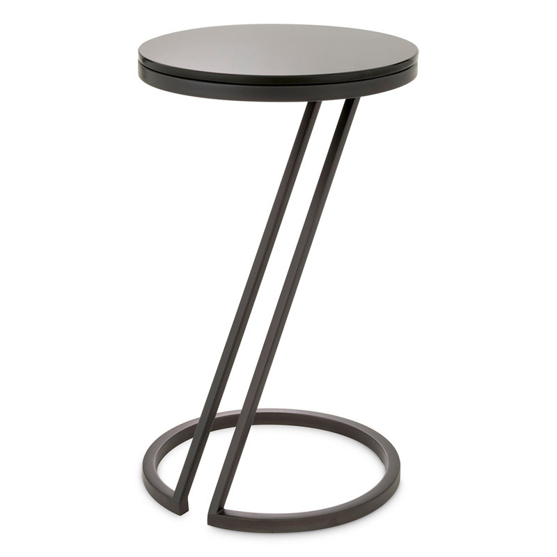 Falcone Glass End Table, Gunmetal