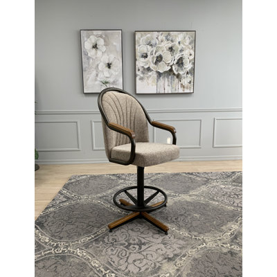 Cuellar Swivel Upholstered Counter Stool with Metal Frame