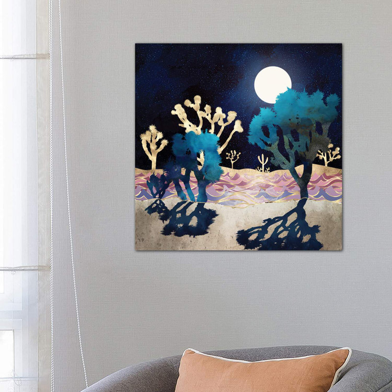 Desert Lake Moonlight - Wrapped Canvas Print, 66.04 cm H x 66.04 cm W x 1.91 cm D