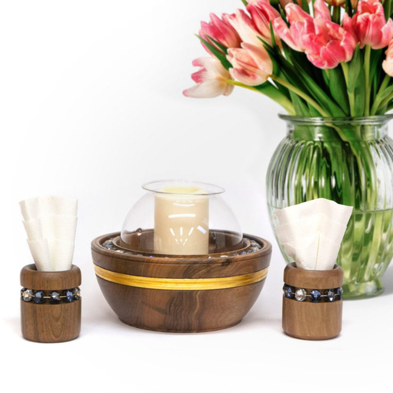 Billur Votive Candle Holder, Brown/Labrador Blue Sky