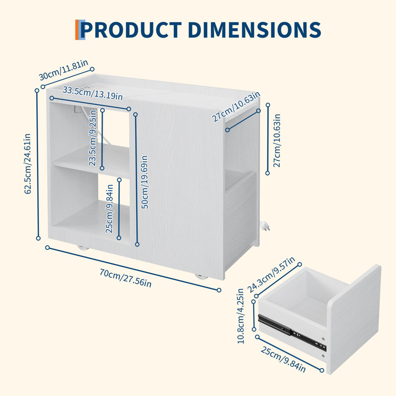  Table d'appoint mobile Mobile, Blanc