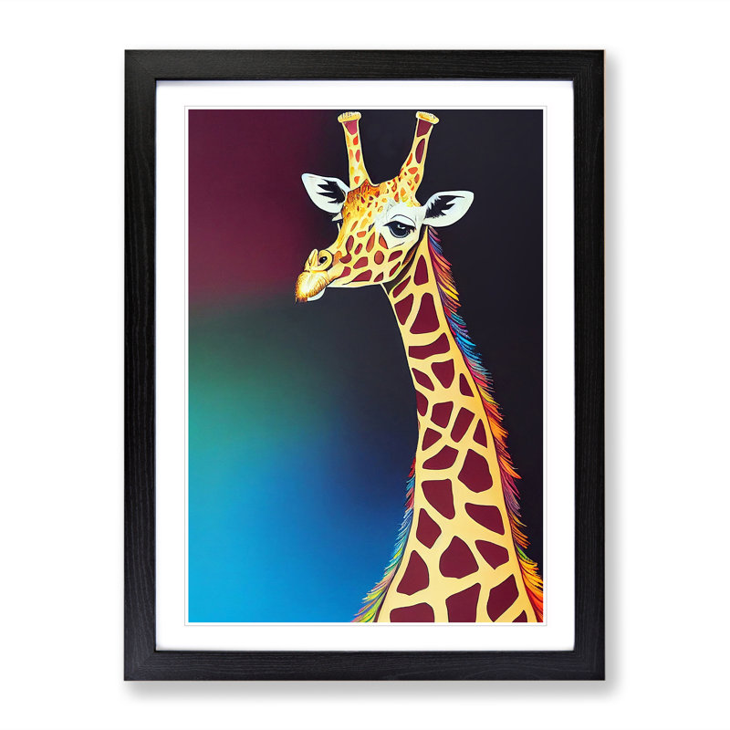Proud Giraffe - Wall Art, Black Framed Paper, 46cm H x 34cm W x 2cm D