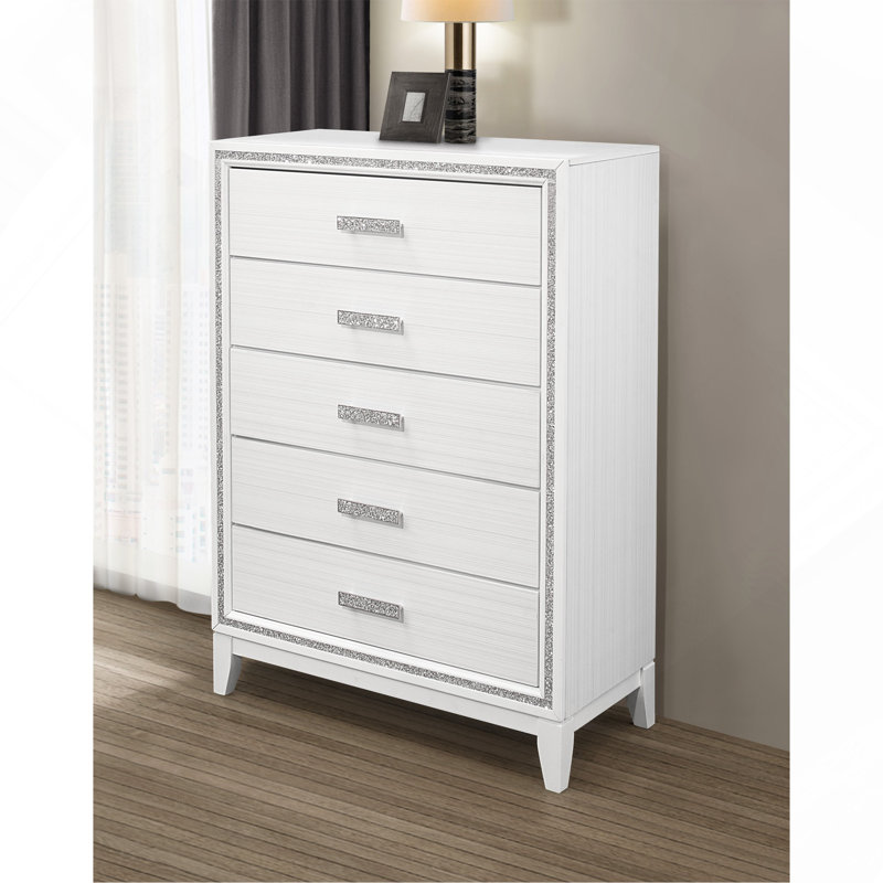 Commode blanche à paillettes almera