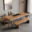 Table de salle à manger rectangulaire en bois massif brun-456745952