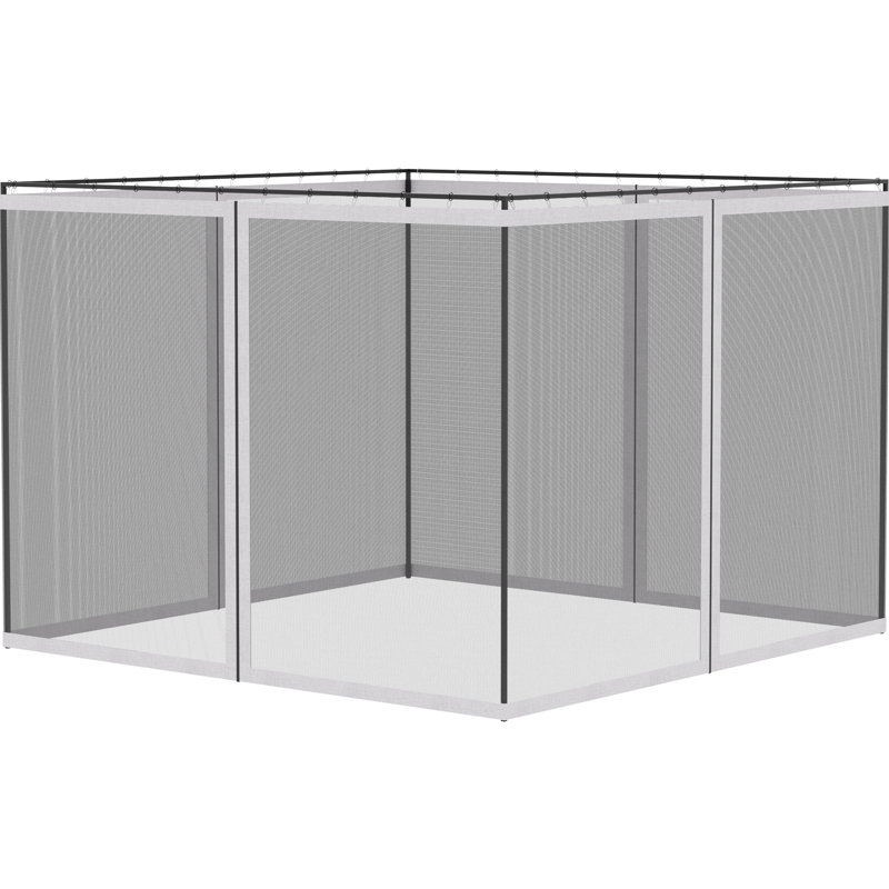 10 pi x 13 pi, remplacement pour filet de pavillon et auvent, blanc. Empêche l'intrusion de débris ailés. Installation facile. Compatible avec divers types de 10 pi x 13 pi. Fabriqué