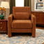 Chaise d'appoint moderne, fauteuil rembourré en chenille - style moderne, structure en bois massif - idéale pour le salon, la chambre à coucher, le bureau-118008429